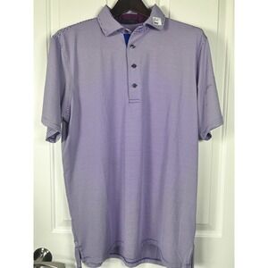 Greyson Clothiers Mens Purple White Striped Performance Golf Polo Shirt Size L
